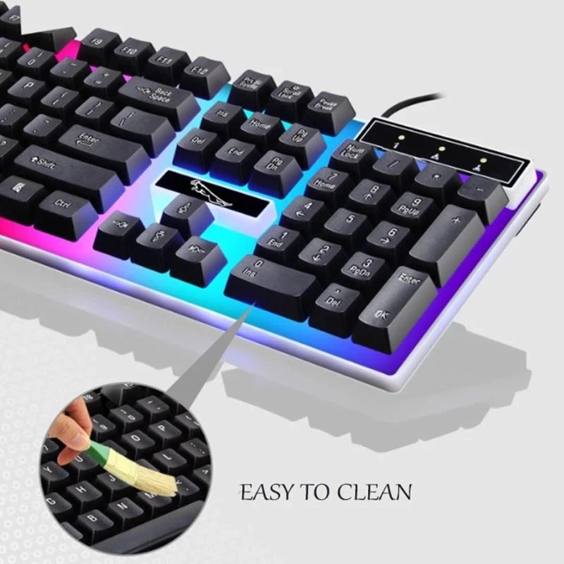 Ergonomic Gaming Keyboard & 3D Mouse Kit Anti-slip Rainbow LED Equipment Set For PS4 Xbox Onet USB Charging Light Ke  2021 Newes