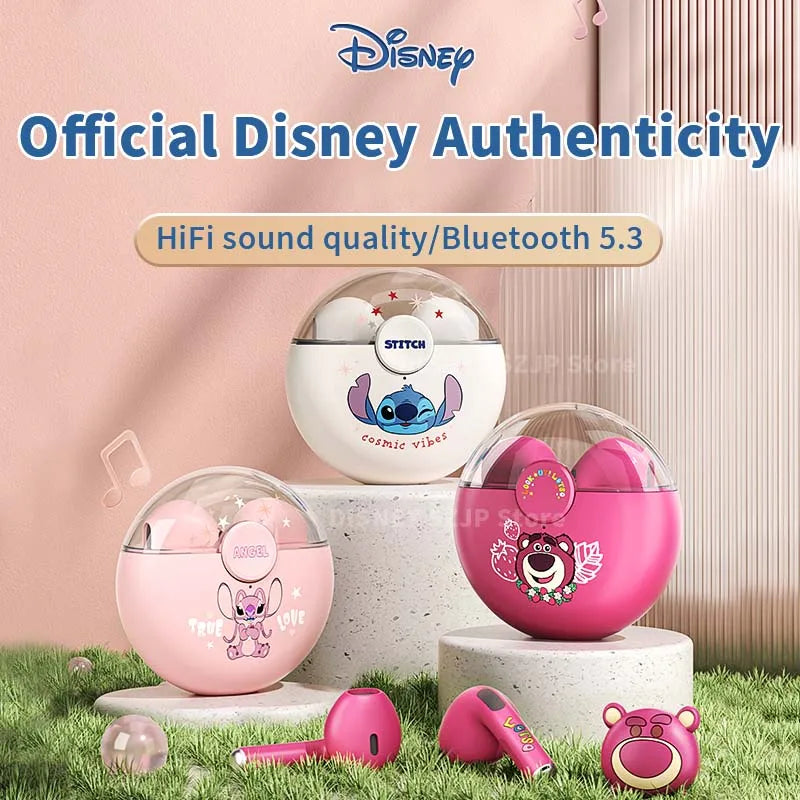 New Disney Q50 Stitch Angel Wireless Bluetooth 5.3 Earphones HiFi Surround Sound Headset Smart Touch Headphone Long Endurance