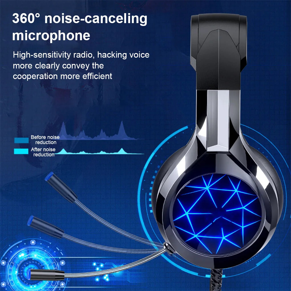 Gaming Headset Noise Cancelling Computer Headphone Desktop PC Online Chatting Earphone Gamer Equipment Black USB