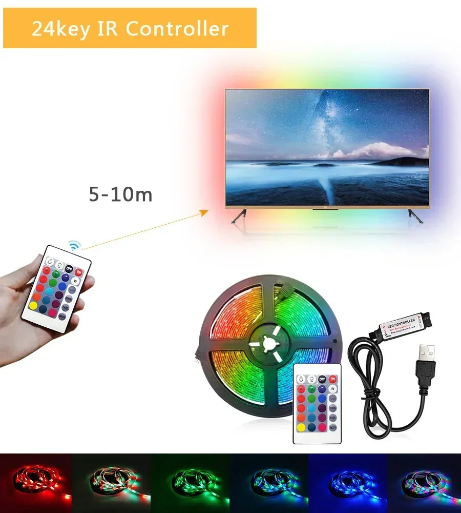 Led Strip Lights Wifi 5050 5V Usb Rgb Tape Colorful Children Into The Gaming Room Bluetooth Control 5M Led Wall Room Ice String