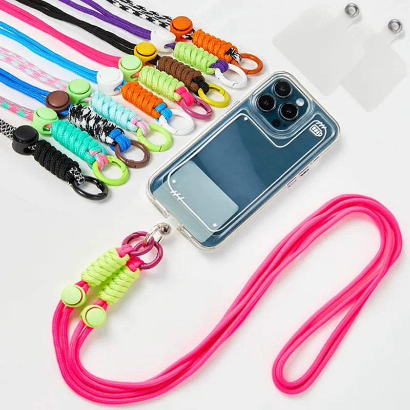 Lanyard Cross-body Shoulder Straps Keychain Key Ring  Adjustable Braided Rope with Replacement Patch for Mobile Phone Accessorie