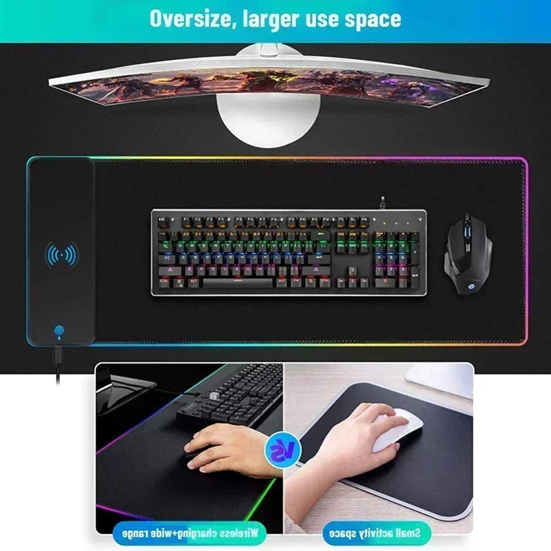 Wireless Charging Mouse Pad Xxl Setup Gaming Accessories Desk Mat Planet Mouse Pads Mousepad Rgb Desk Gadgets Pc Gamer Mouse Mat