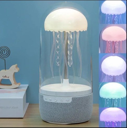 Creative colorful jellyfish lamp Bluetooth speaker with HiFi stereo and lights for home and office.