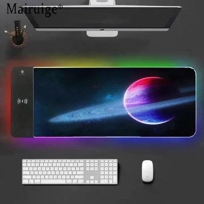 Wireless Charging Mouse Pad Xxl Setup Gaming Accessories Desk Mat Planet Mouse Pads Mousepad Rgb Desk Gadgets Pc Gamer Mouse Mat