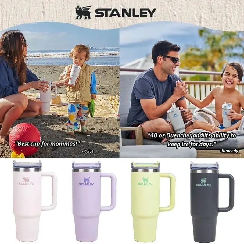 Stanley Cup 40oz Water Bottles Thermos Bottle Drinkware Tumbler Thermal With Handle Mug Coffee Cups Vacuum Flask Stainless Steel