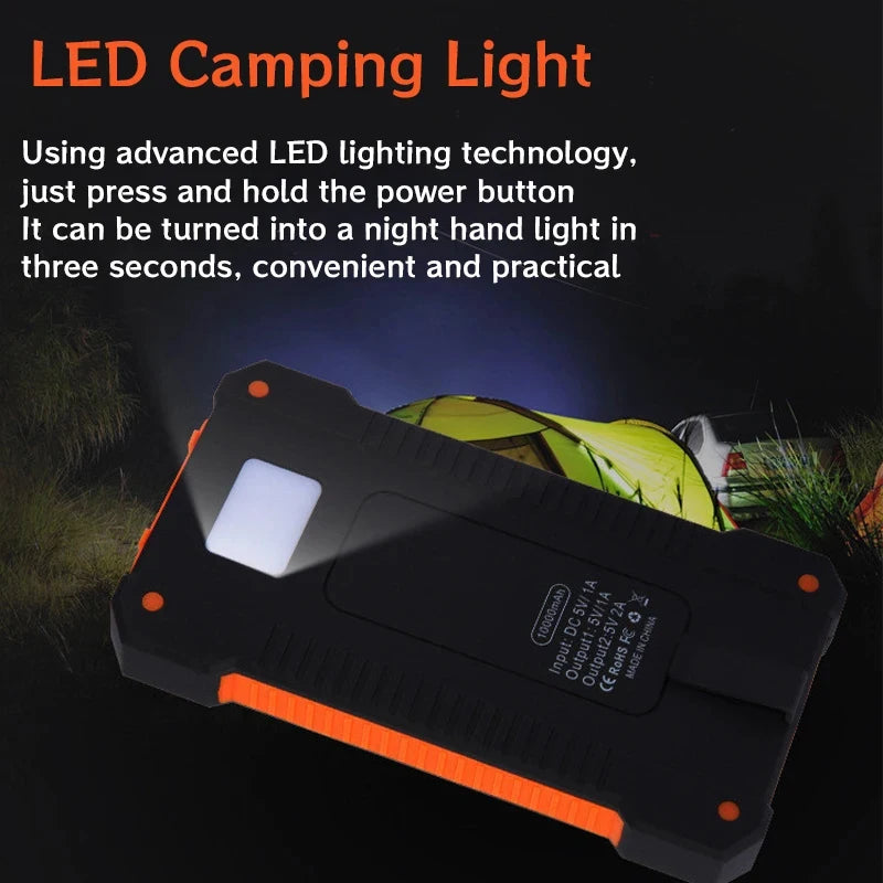 200000mAh Solar Power Bank Portable Outdoor Wild Fishing Camping Large Capacity Backup Power Supply LEDSOS Flashlight Power Bank