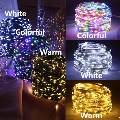 100M LED String Lights Silver Wire Fairy Lights Garland For Outdoor New Year Christmas Party Street Home Tree Decoration